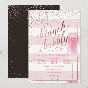Convite Confetti de Rosa Dourado PixDezines Bruch+Bubble F