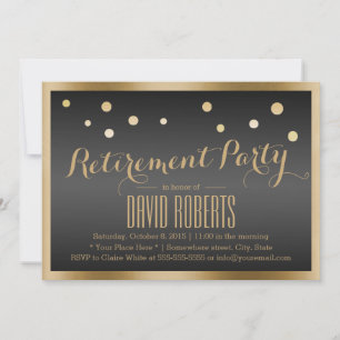 Convite Confetti Dots Dark Retirement Party, com quadro Do