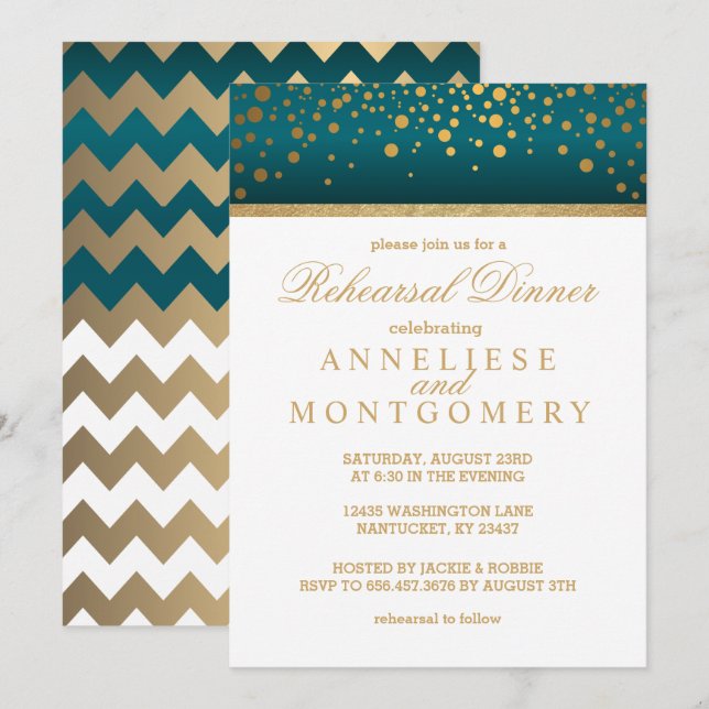 Convite Confetti Dourado branco e lacrimogêneo - Janto de  (Frente/Verso)