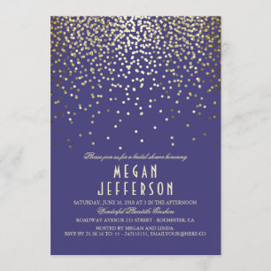 Convite Confetti Dourado - Chá de panela Marinho das luzes