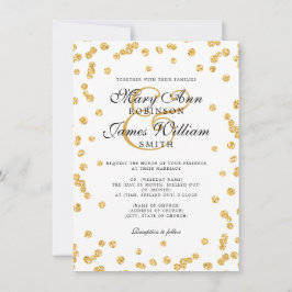 Convite Confetti Dourado de Casamento Simples e Elegante