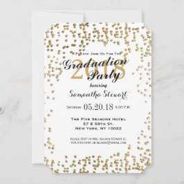 Convite Confetti Dourado Elegante e Simples Faux