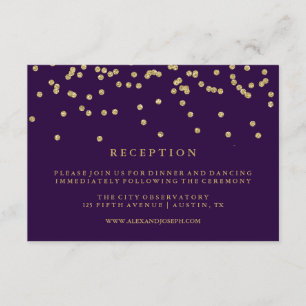 Convite Confetti Dourado Glam Faux e Recepção Roxo Profu