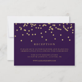 Convite Confetti Dourado Glam Faux e Recepção Roxo Profund