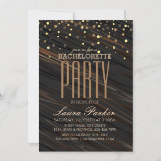 Convite Confetti Dourado Sparkle Elegant Festa de solteira