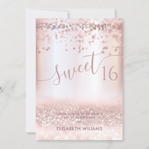 Convite Confetti Girly rosa ouro glittery ombre Invitat