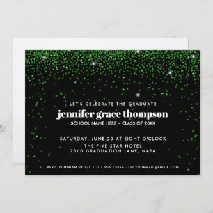 Convite Confetti Glitter Green Black Photo Formando Party