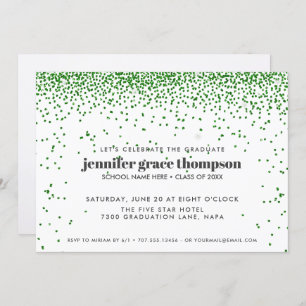 Convite Confetti Glitter Green White Photo Formando Party
