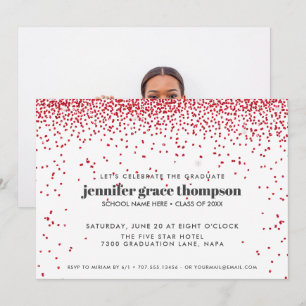 Convite Confetti Glitter Red White Photo Festa de formatur