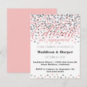Convite Confetti Hearts Noivado Invitation
