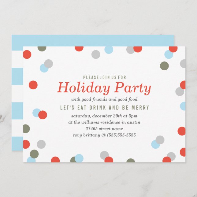 Convite Confetti Holiday Party (Frente/Verso)