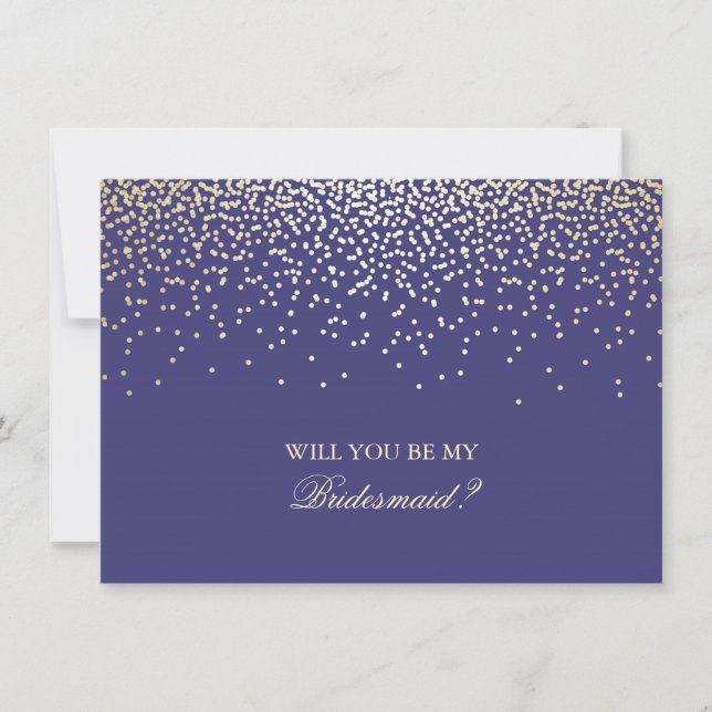 Convite Confetti Marinho de Casamento de Bridesmaid Dourad (Frente)
