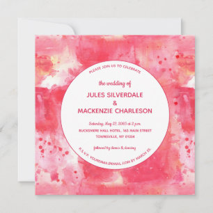 Convite Confetti Modern Pink Watercolor Casamento