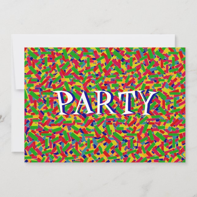 Convite Confetti multicor (Frente)