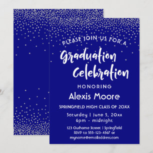 Convite Confetti prateado sobre Marinho, Festa de formatur