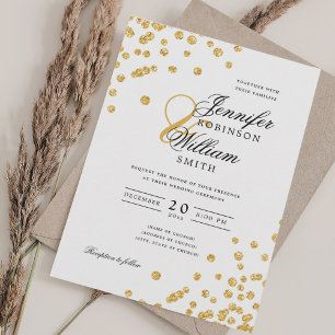 Convite Confetti QR RSVP de Casamento de Script Elegante D
