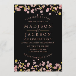 Convite Confetti Sparkle Rosa Dourado Casamentos