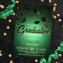 Confetti Verde e Celebração de Graduação de Bonés