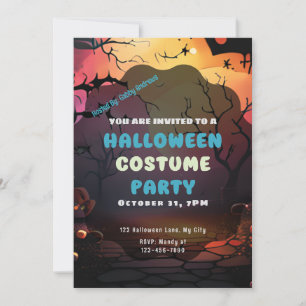 Convite Configurando o Sun Bats Pumpkins Halloween