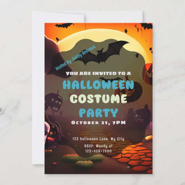 Convite Configurando os Lanternas do Jack-O do Sun Bats no (Frente)