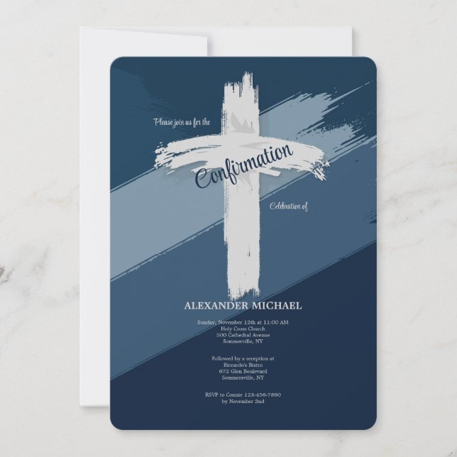 Convite Confirmação Azul Moderna (Frente)