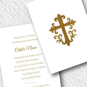 Convite Confirmação Batismo 1rua Comunhão Dourada Cruz 4