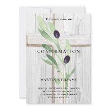 Confirmação da cruz de madeira branca de galho ole