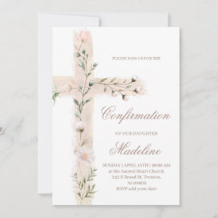Convite confirmação da cruz sagrada floral