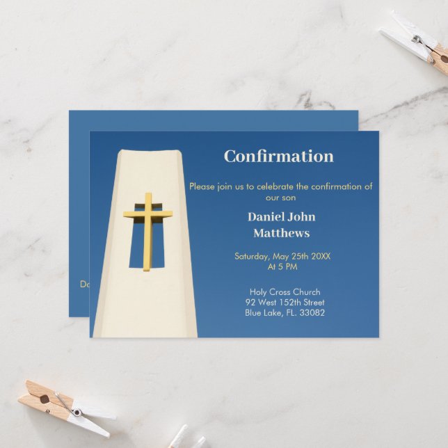 Convite Confirmação da Cruz Santa Azul Sky (Frente/Verso In Situ)