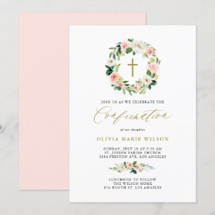 Convite Confirmação da Expiração Floral de Pêssego de Aqua