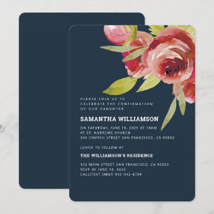 Convite Confirmação da moderna aquarela Floral