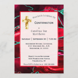 Convite Confirmação de Aquarela de Agato Vermelho abstrato