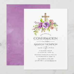 Convite Confirmação de Aquarela Floral de Primavera