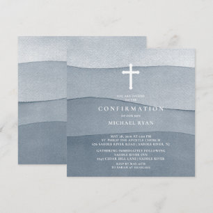 Convite Confirmação de Blue Watercolor Boys