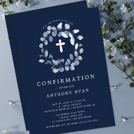 Convite Confirmação de Boys de Folha Azul