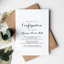 Convite Confirmação de Caligrafia Moderna