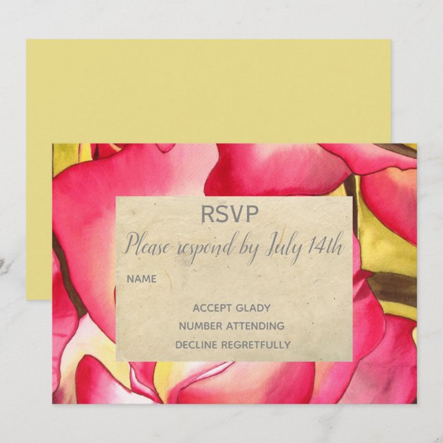 Convite Confirmação de casamento com arte de flor de rosa  (Frente/Verso)