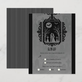 Convite Confirmação de Casamento Gótico Preto e Cinza com 