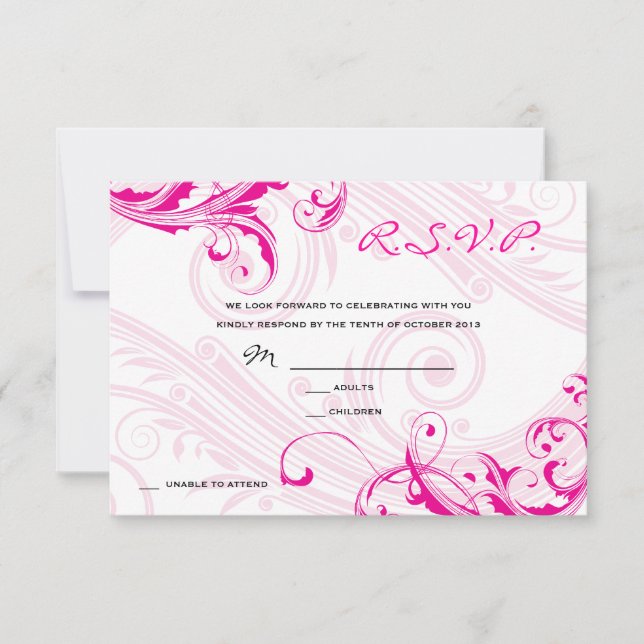 Convite Confirmação de Casamento Magenta Clássico Desenho  (Frente)