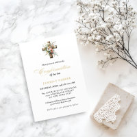 Confirmação de Cruz Floral de Aquarela Elegante
