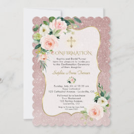 Convite Confirmação de Dourada Menina das Flores Brancas C