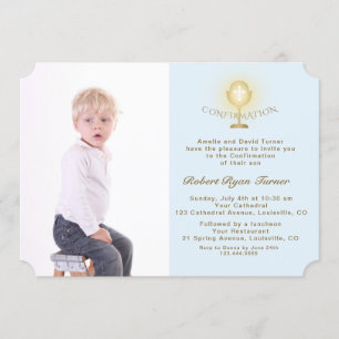 Convite Confirmação de Dourado Chalice Elegante do Photo