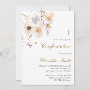 Convite confirmação de flores silvestres delicadas