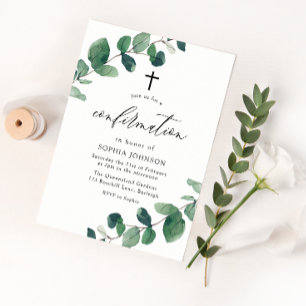 Convite Confirmação de Folha Verde de Aquarela