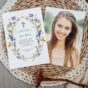 Convite Confirmação de Foto de Flores Selvagens e Borbolet