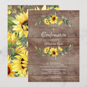 Convite Confirmação de Girassóis Amarelos Russos