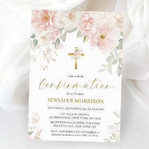 Convite Confirmação de Menina Floral Rosa Feminina