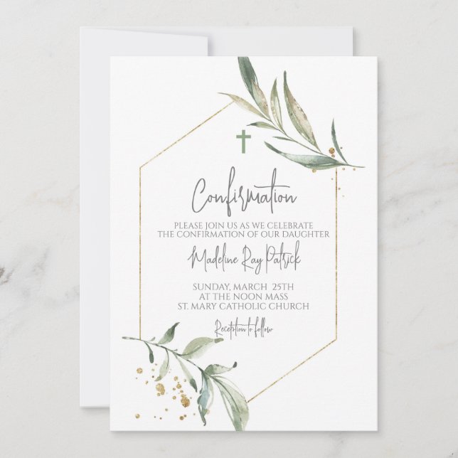 Convite Confirmação de Moldura de Veneração de Cores-d'Águ (Frente)