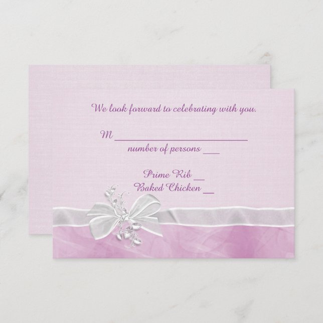 Convite Confirmação de presença com laço de casamento bran (Frente/Verso)