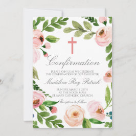 Convite Confirmação de Quadro Floral Rosa
